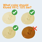 Color comparison chart for Klued Vit C 15% with correct color highlighted.