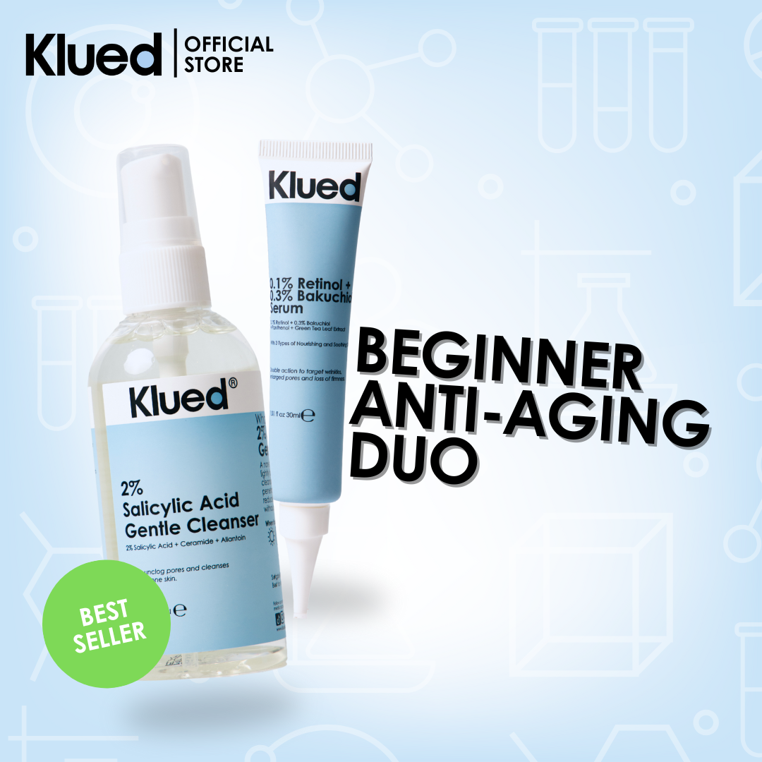 [BUNDLE 8] Klued  2% Salicylic Acid Gentle Cleanser 120ml + 0.1% Retinol + 0.3% Bakuchiol Serum