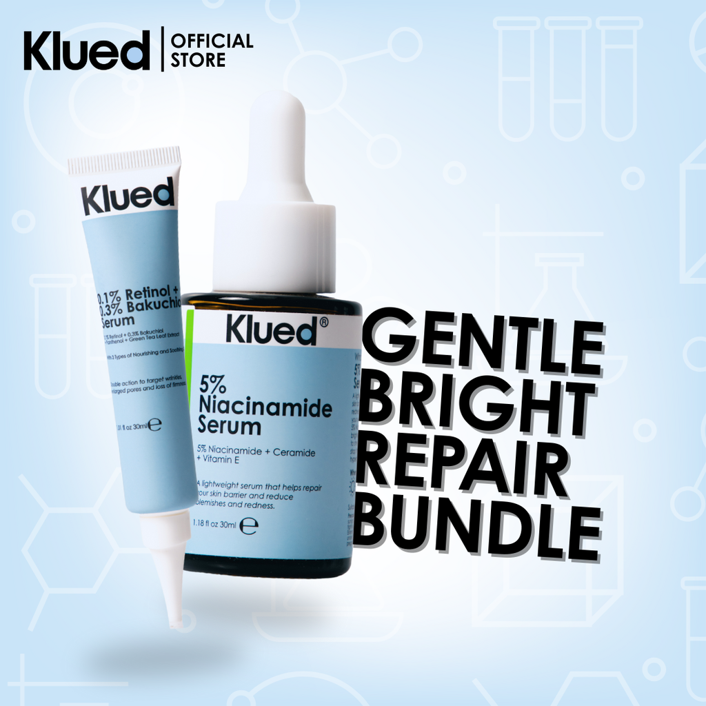 [BUNDLE 16] Klued 0.1% Retinol + 0.3% Bakuchiol Serum + 5% Niacinamide Serum