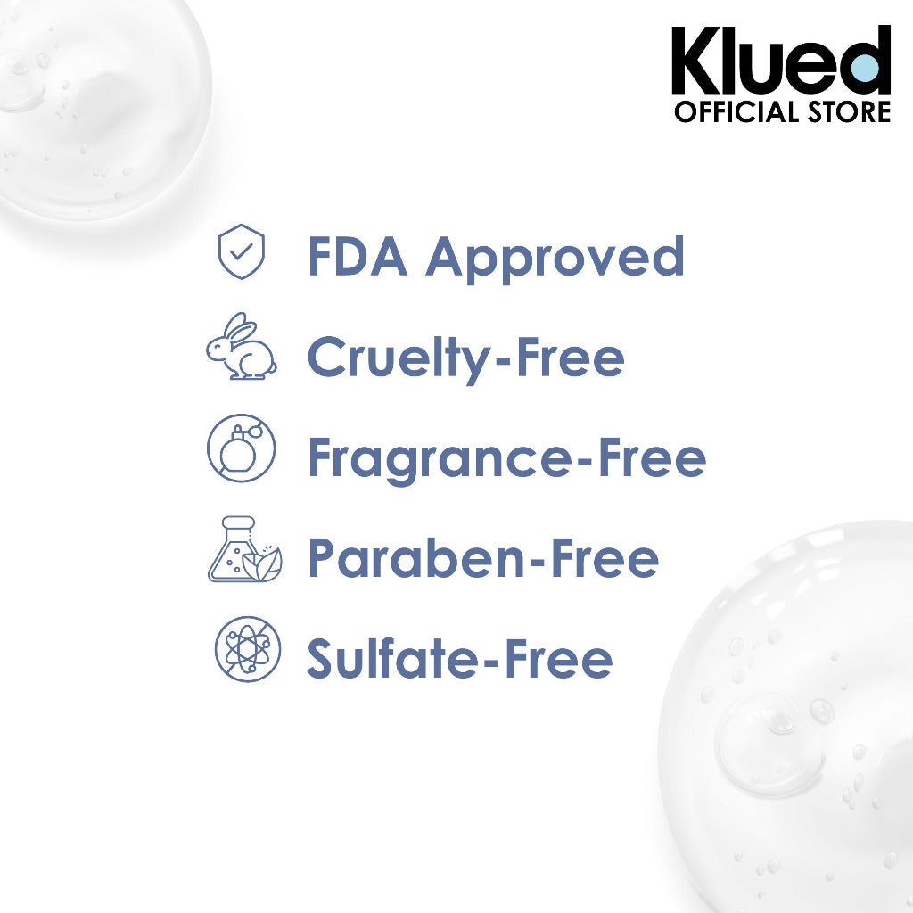Klued product with certification icons and text on a white background