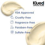 Product with FDA Approved, Cruelty-Free, Fragrance-Free, Paraben-Free, and Sulfate-Free labels on a white background.
