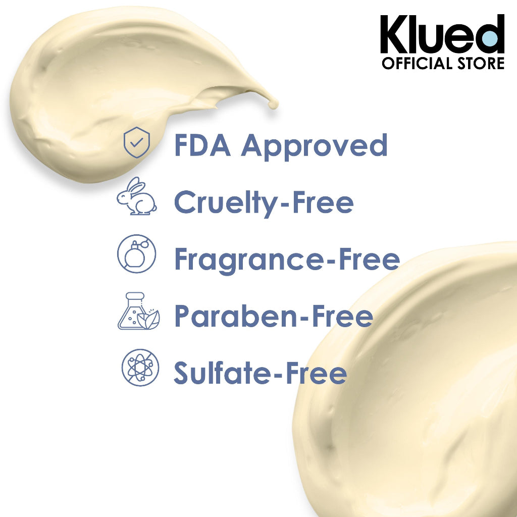 Product with FDA Approved, Cruelty-Free, Fragrance-Free, Paraben-Free, and Sulfate-Free labels on a white background.
