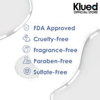 Klued product with FDA Approved, Cruelty-Free, Fragrance-Free, Paraben-Free, and Sulfate-Free labels on a white background.