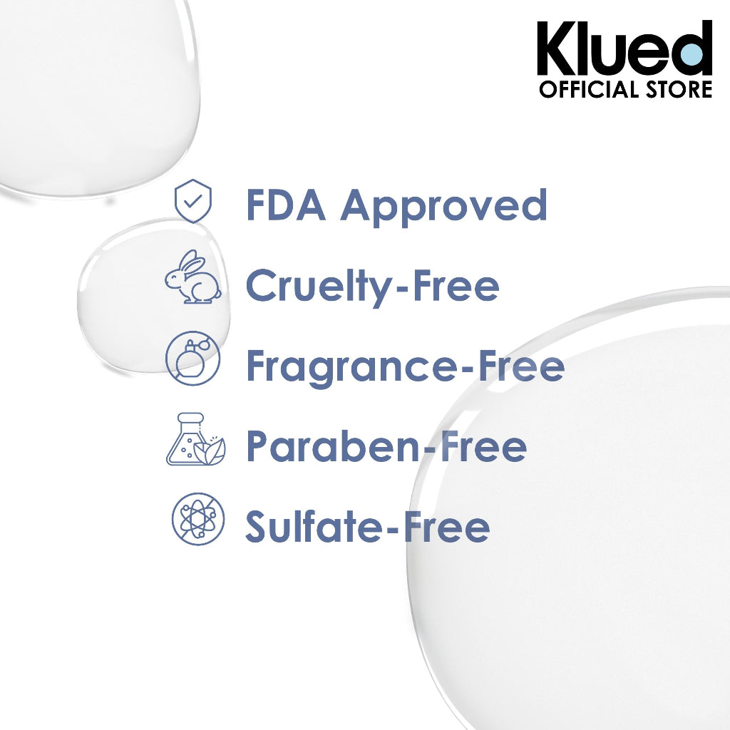 Klued product with certification icons and text on a white background