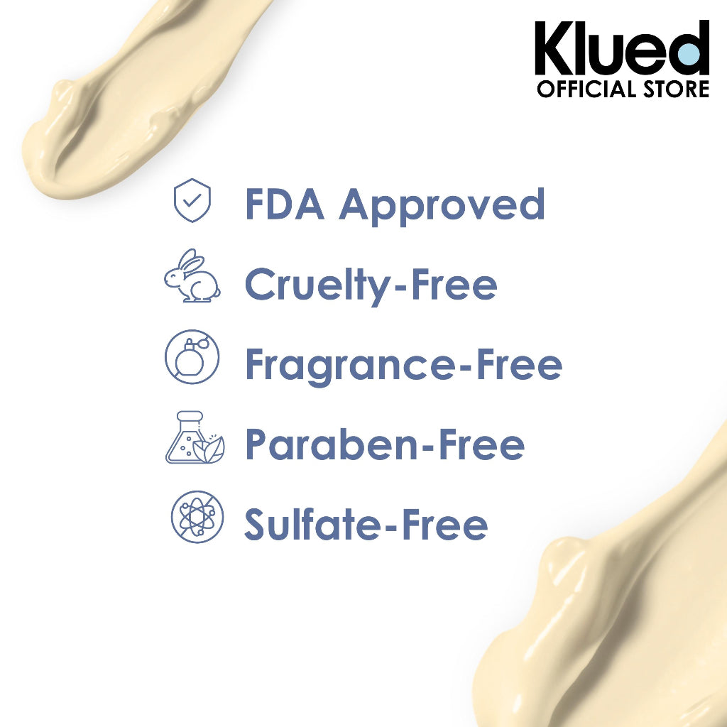 Product description with FDA Approved, Cruelty-Free, Fragrance-Free, Paraben-Free, and Sulfate-Free labels on a white background.