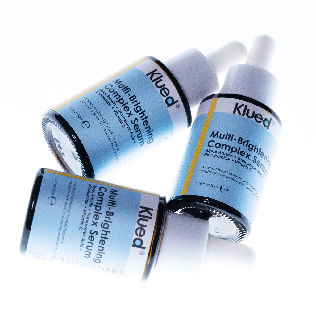 Klued Multi-Brightening Complex Serum bottles on a white background