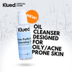 Klued oil cleanser bottle with text on a white background