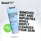 Klued Barrier Support Hydrating Jelly Cleanser with text about its benefits on a white background.