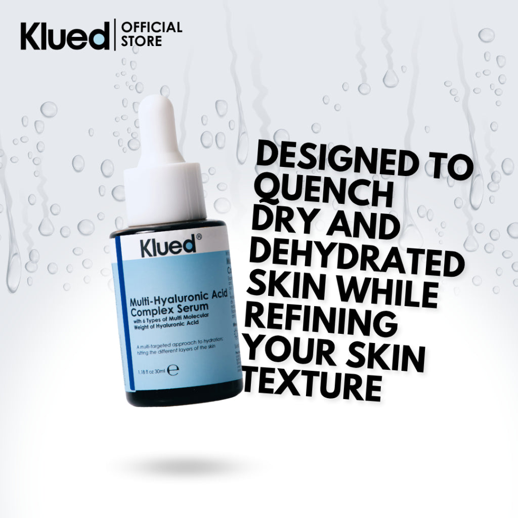 Klued serum bottle with text on a white background