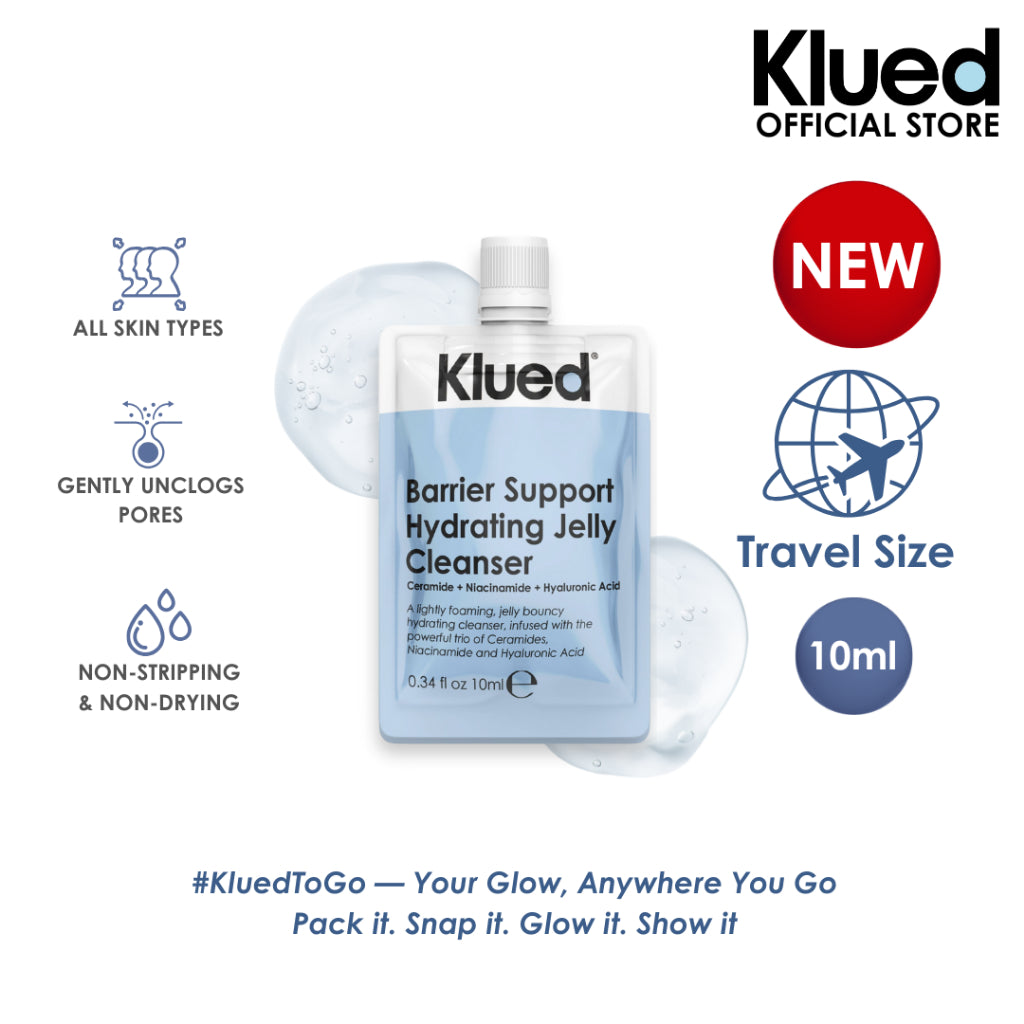 Klued Barrier Support Hydrating Jelly Cleanser packaging with product details on a white background